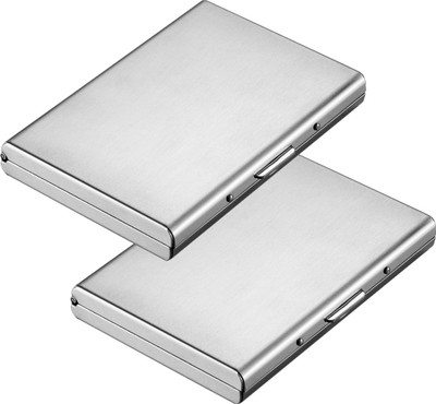 

Stealodeal New |Pack of 2| Silver Metal Debit/Credit Water Resistant 6 Card Holder(Set of 2, Silver)