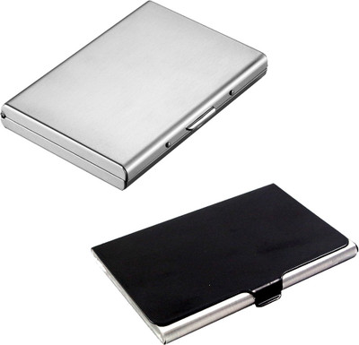 

Stealodeal New Silver Metal Debit/Credit Atm With Black Steel 6 Card Holder(Set of 2, Silver, Black)