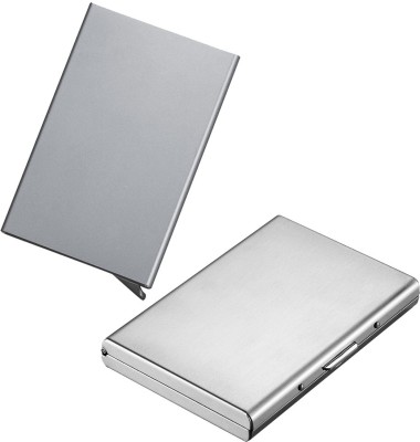 

Stealodeal New Silver Metal Debit/Credit Atm With Silver Automatic Pop-Up Button 6 Card Holder(Set of 2, Silver)