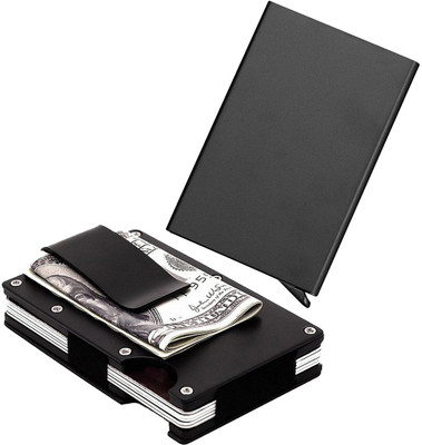 

Stealodeal Black Metal Wallet Money Clip With Automatic Pop-Up Button 15 Card Holder(Set of 2, Black)