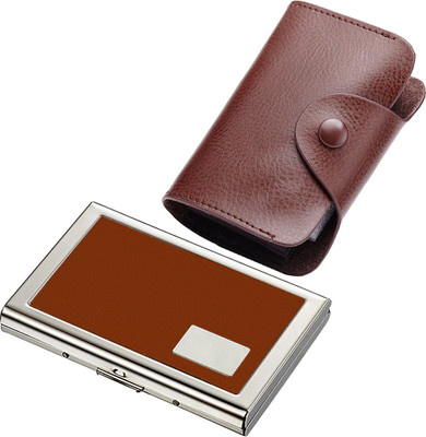 

Stealodeal New Brown Leatherite High Quality Wallet With Water Resistant Metal 15 Card Holder(Set of 2, Brown)