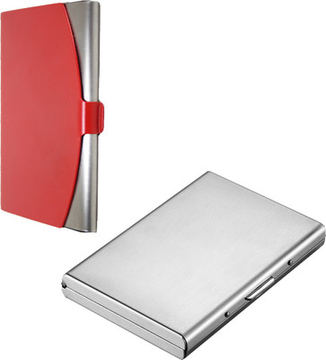 

Stealodeal New Silver Metal Debit/Credit Atm With Red Steel 6 Card Holder(Set of 2, Silver, Red)