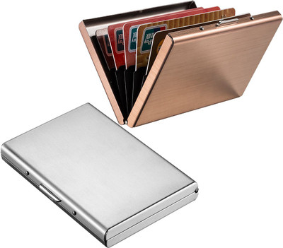 

Stealodeal New Silver Metal Debit/Credit Atm With Full Rose Gold Limited Edition 6 Card Holder(Set of 2, Silver, Maroon)