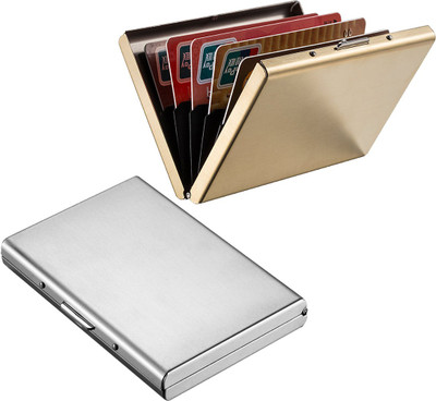 

Stealodeal New Silver Metal Debit/Credit Atm With Full Gold Limited Edition 6 Card Holder(Set of 2, Silver, Gold)