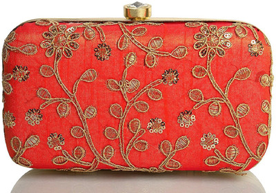 

Tooba Handicraft Party Red Clutch