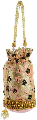 

Tooba Handicraft Party Gold Clutch