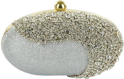 

Tooba Handicraft Party Silver Clutch