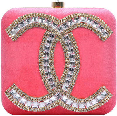 

Tooba Handicraft Party Pink Clutch