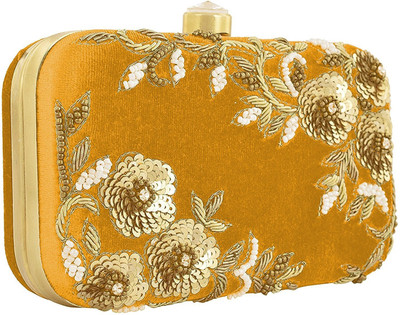 

Tooba Handicraft Party Yellow Clutch