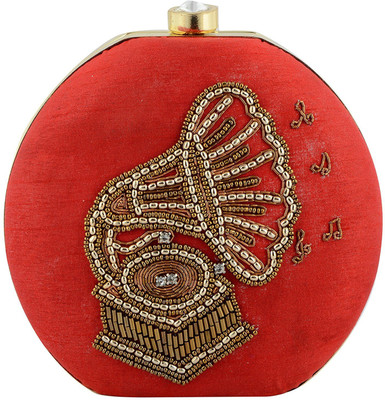 Tooba Handicraft Party Red Clutch