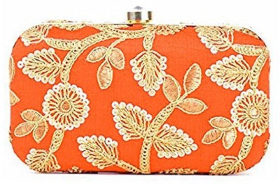 

Tooba Handicraft Casual Orange Clutch