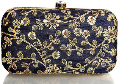 

Tooba Handicraft Party Blue Clutch
