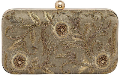 

Tooba Handicraft Party Gold Clutch