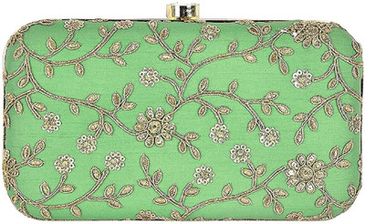 

Tooba Handicraft Party Green Clutch