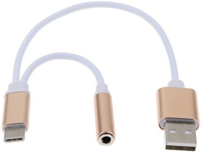 

Freya Type-C Male to 3.5mm Female Jack Earphone AUDIO AND CHARGE CONVERTER CABLE Headphone USB Adapter(Gold)