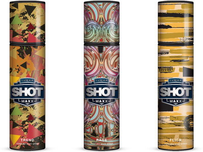 

Layer Shot Maxx New Deo Spray Pack of 3 (Shot Maxx Trend + Shot Maxx Rage + Shot Maxx Flick). Newest Arrival in Market Body Spray - For Men(375 ml, Pack of 3)