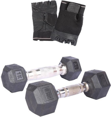 

Royal 1 Kg 1 Pc Hexa Gonal Dumbell with 3 Kg 1 Pc Hexa Gonal Dumbell Hand Gloves Gym & Fitness Kit