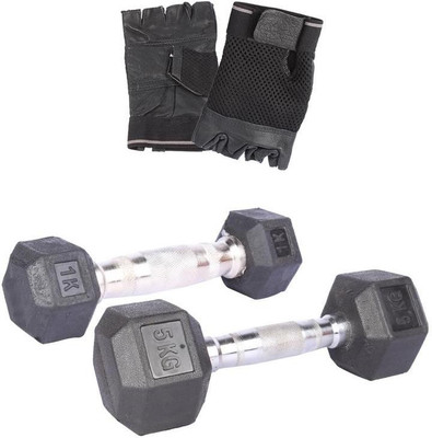 

Royal 1 Kg 1 Pc Hexa Gonal Dumbell with 5 Kg 1 Pc Hexa Gonal Dumbell Hand Gloves Gym & Fitness Kit