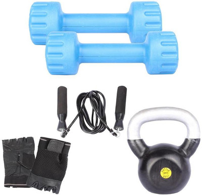 

Royal 1 Kg 2 Pc PVC Dumbell with 8 Kg 1 Pc Kettle Bell Skipping Rops & Hand Gloves Gym & Fitness Kit