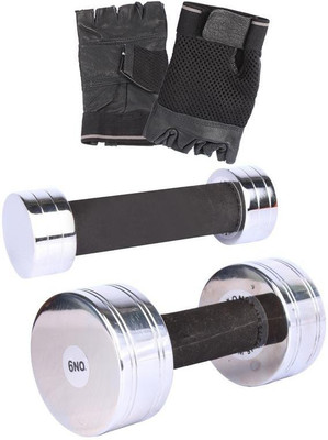 

Royal 1 Kg 1 Pc Chrome Dumbell with 6 Kg 1 Pc Chrome Dumbell Hand Gloves Gym & Fitness Kit