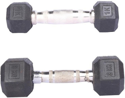 

Royal 1 Kg 1 Pc Hexa Gonal Dumbell with 3 Kg 1 Pc Hexa Gonal Dumbell Fixed Weight Dumbbell(4 Kg), Colored
