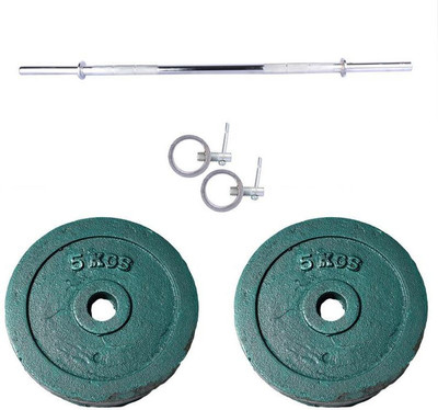 

Royal 5Kg 2Pc Casting Plates 27 MM with 1 Silver 3 Ft Straight Rod With Lock Gym & Fitness Kit
