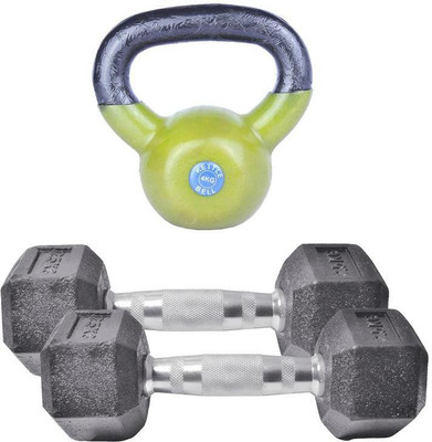 

Royal 2.5Kg 2Pc HexaGonal Dumbell with 4Kg 1Pc Kettle Bell Gym & Fitness Kit