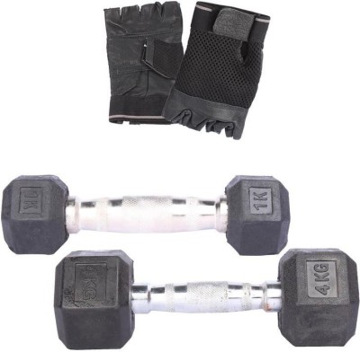 

Royal 1 Kg 1 Pc Hexa Gonal Dumbell with 4 Kg 1 Pc Hexa Gonal Dumbell Hand Gloves Gym & Fitness Kit