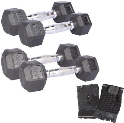 

Royal 2 Kg 2 Pc Hexa Gonal Dumbell with 5 Kg 2 Pc Hexa Gonal Dumbell Hand Gloves Gym & Fitness Kit