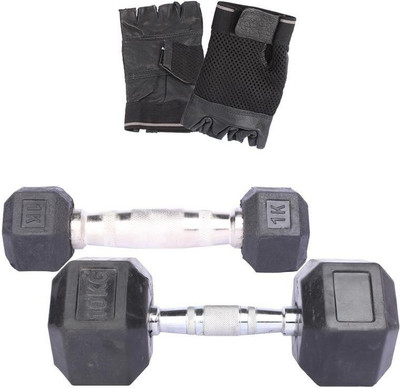 

Royal 1 Kg 1 Pc Hexa Gonal Dumbell with 10 Kg 1 Pc Hexa Gonal Dumbell Hand Gloves Gym & Fitness Kit
