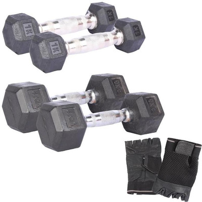 

Royal 1 Kg 2 Pc Hexa Gonal Dumbell with 4 Kg 2 Pc Hexa Gonal Dumbell Hand Gloves Gym & Fitness Kit