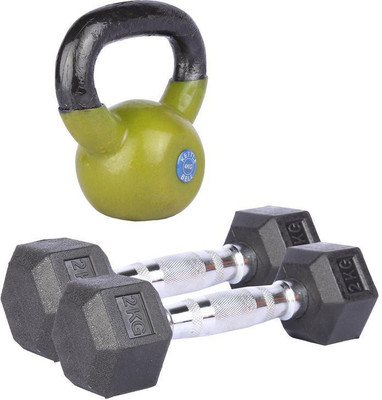 

Royal 2 Kg 2 Pc Hexa Gonal Dumbell with 4 Kg 1 Pc Kettle Bell Gym & Fitness Kit