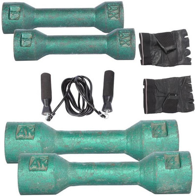 

Royal 1 Kg 2 Pc Casting Dumbell with 4 Kg 2 Pc Casting Dumbell Skipping Rops & Hand Gloves Home Gym Combo(0 - 20 kg)
