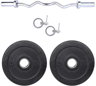 

Royal 5Kg 2Pc Rubber Plates 55 MM with 1 Silver 3 Ft Zig Zag Olympic Rod With Lock Gym & Fitness Kit
