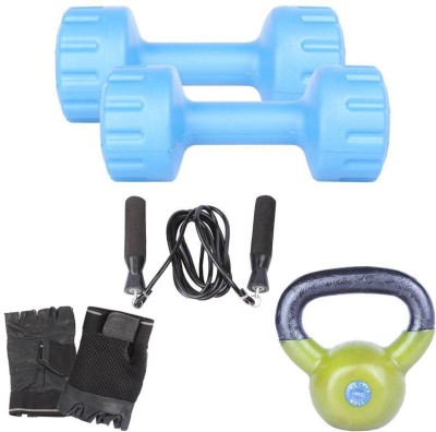 

Royal 2 Kg 2 Pc PVC Dumbell with 4 Kg 1 Pc Kettle Bell Skipping Rops & Hand Gloves Gym & Fitness Kit