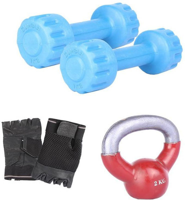 

Royal 1 Kg 2 Pc PVC Dumbell with 2 Kg 1 Pc Kettle Bell Hand Gloves Gym & Fitness Kit