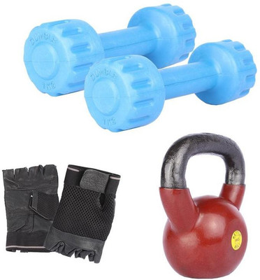 

Royal 1 Kg 2 Pc PVC Dumbell with 6 Kg 1 Pc Kettle Bell Hand Gloves Gym & Fitness Kit