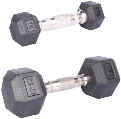 

Royal 1 Kg 1 Pc Hexa Gonal Dumbell with 7.5 Kg 1 Pc Hexa Gonal Dumbell Fixed Weight Dumbbell(8.5 Kg), Colored