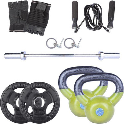 

Royal 2.5 Kg 2 Pc Olympic Plates 55 MM with 4 Kg 2 Pc Kettle Bell with Olympic Rod Gym & Fitness Kit