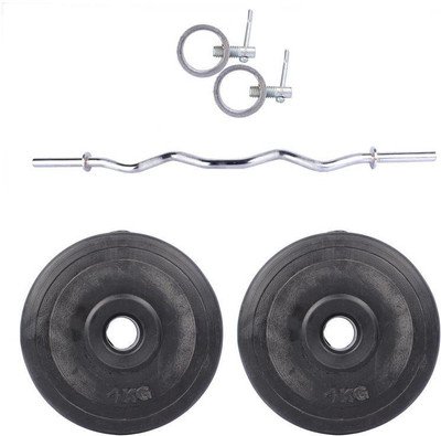 

Royal 4Kg 2Pc PVC Plates 27 MM with 1 Silver 3 Ft Zig Zag Rod With Lock Gym & Fitness Kit