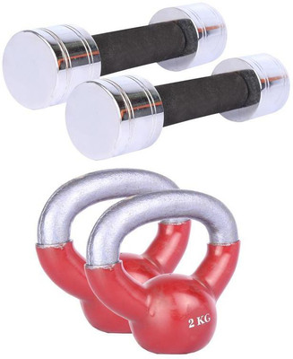 

Royal 2 Kg 2 Pc Chrome Dumbell with 2 Kg 2 Pc Kettle Bell Gym & Fitness Kit