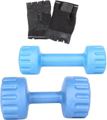 Royal 1 Kg 1 Pc PVC Dumbell with 5 Kg 1 Pc PVC Dumbell Hand Gloves Gym & Fitness Kit