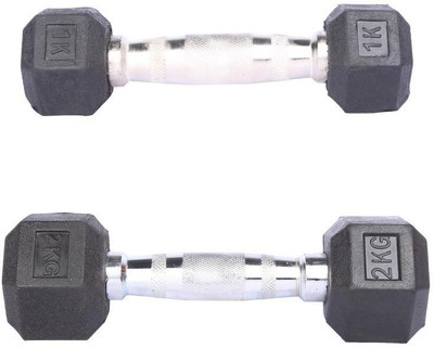 

Royal 1 Kg 1 Pc Hexa Gonal Dumbell with 2 Kg 1 Pc Hexa Gonal Dumbell Fixed Weight Dumbbell(3 Kg), Colored