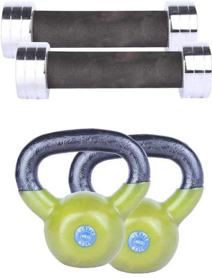 

Royal 1 Kg 2 Pc Chrome Dumbell with 4 Kg 2 Pc Kettle Bell Gym & Fitness Kit
