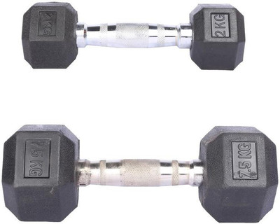

Royal 2 Kg 1 Pc Hexa Gonal Dumbell with 7.5 Kg 1 Pc Hexa Gonal Dumbell Fixed Weight Dumbbell(9.5 Kg), Colored