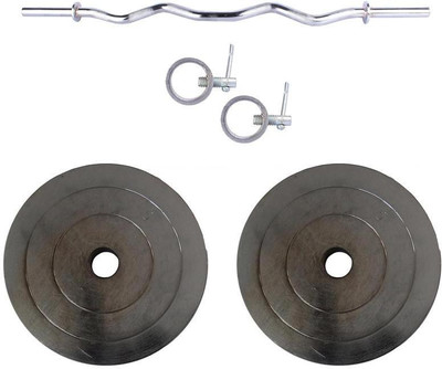 

Royal 5Kg 2Pc Silver Plates 27 MM with 1 Silver 3 Ft Zig Zag Rod With Lock Gym & Fitness Kit