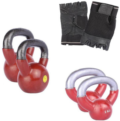 

Royal 2 Kg 2 Pc Kettle Bell with 6 Kg 2 Pc Kettle Bell Hand Gloves Home Gym Combo(0 - 20 kg)