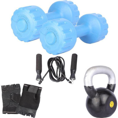 

Royal 2 Kg 2 Pc PVC Dumbell with 8 Kg 1 Pc Kettle Bell Skipping Rops & Hand Gloves Gym & Fitness Kit