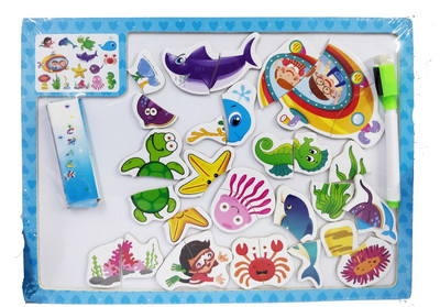 

Emob Wooden 3 in 1 Educational Double Sided Board with Magnetic Marine Puzzle Game(Multicolor)