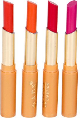 

ADS Waterproof matte & satin lipstick set of 4 multi color organic(Multicolor, 2.5 ml)